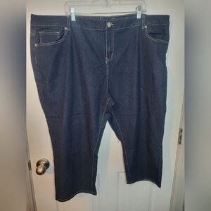 Rock And Stone Capri Womans Plus 26 Dark Wash Button Zipper Pockets